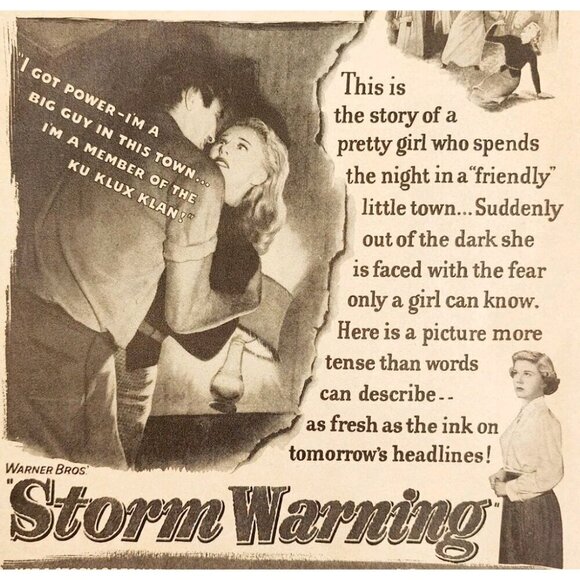 1951 Storm Warning Ronald Reagan Movie Advertisement Ku Klux Klan KKK DWY12